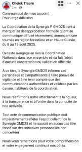Déclaration de Monsieur Cheick Traoré